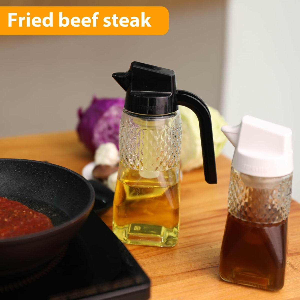 SMELHA Glass Olive Oil Dispenser Vinegar Bottle 9.2oz 270ml BPA Free Leakproof