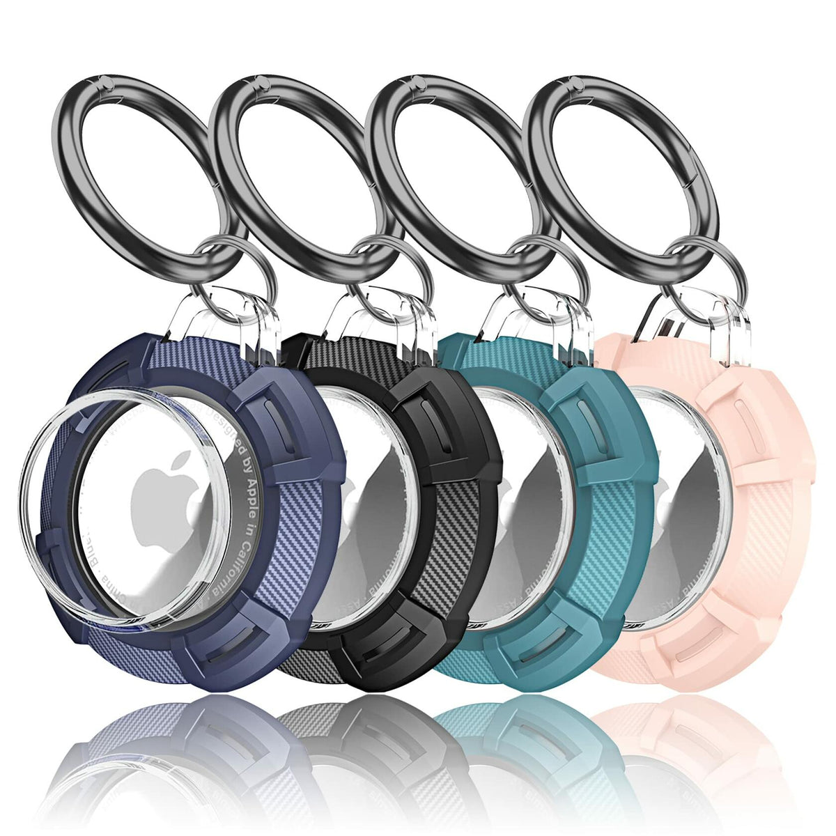 Paquete de 4 fundas protectoras para Apple Tag, de PC+TPU, resistentes a arañazos, colores negro, azul, verde y rosa