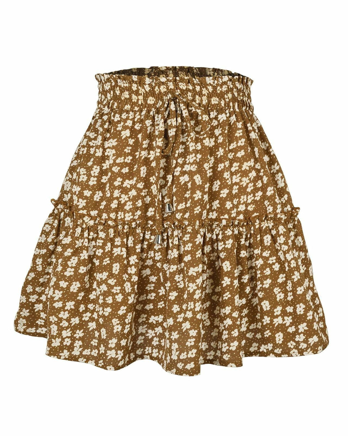 Minifalda casual de verano para mujer, estilo bohemio, fluida, de tiro alto y con cordón, talla L