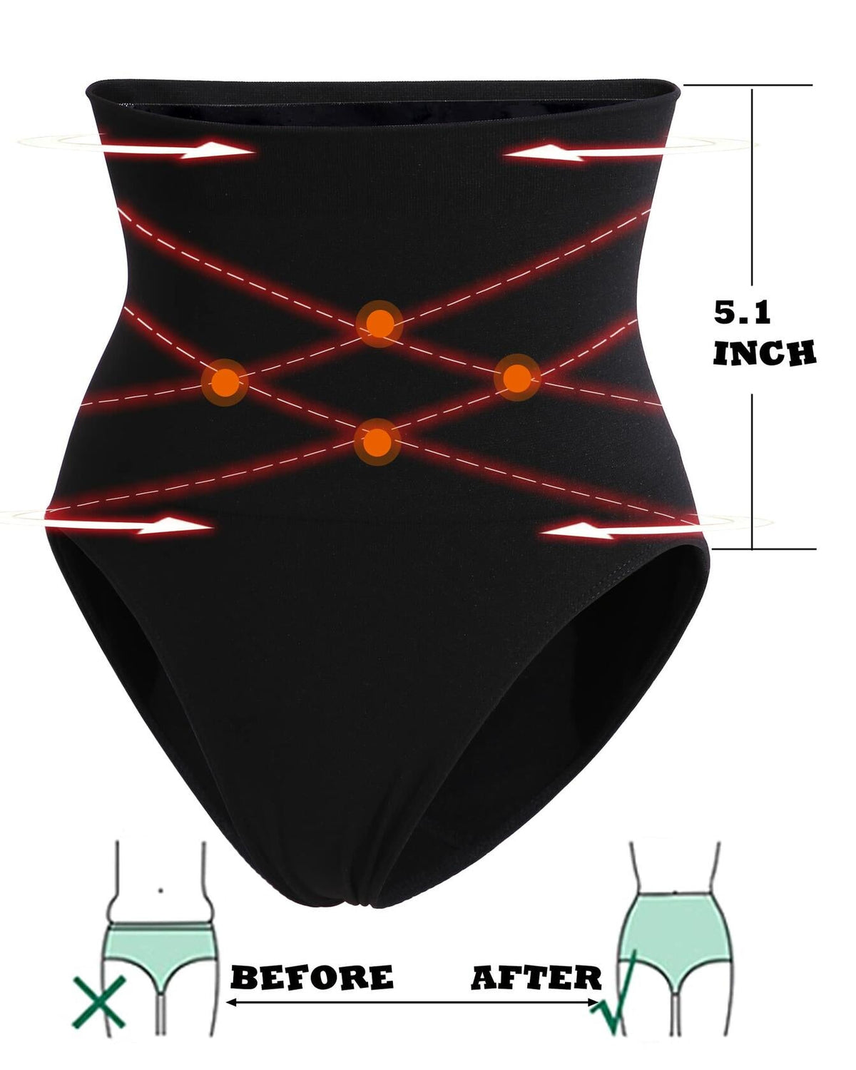 Bragas moldeadoras de cintura alta con control de abdomen FINETOO talla grande S color nude
