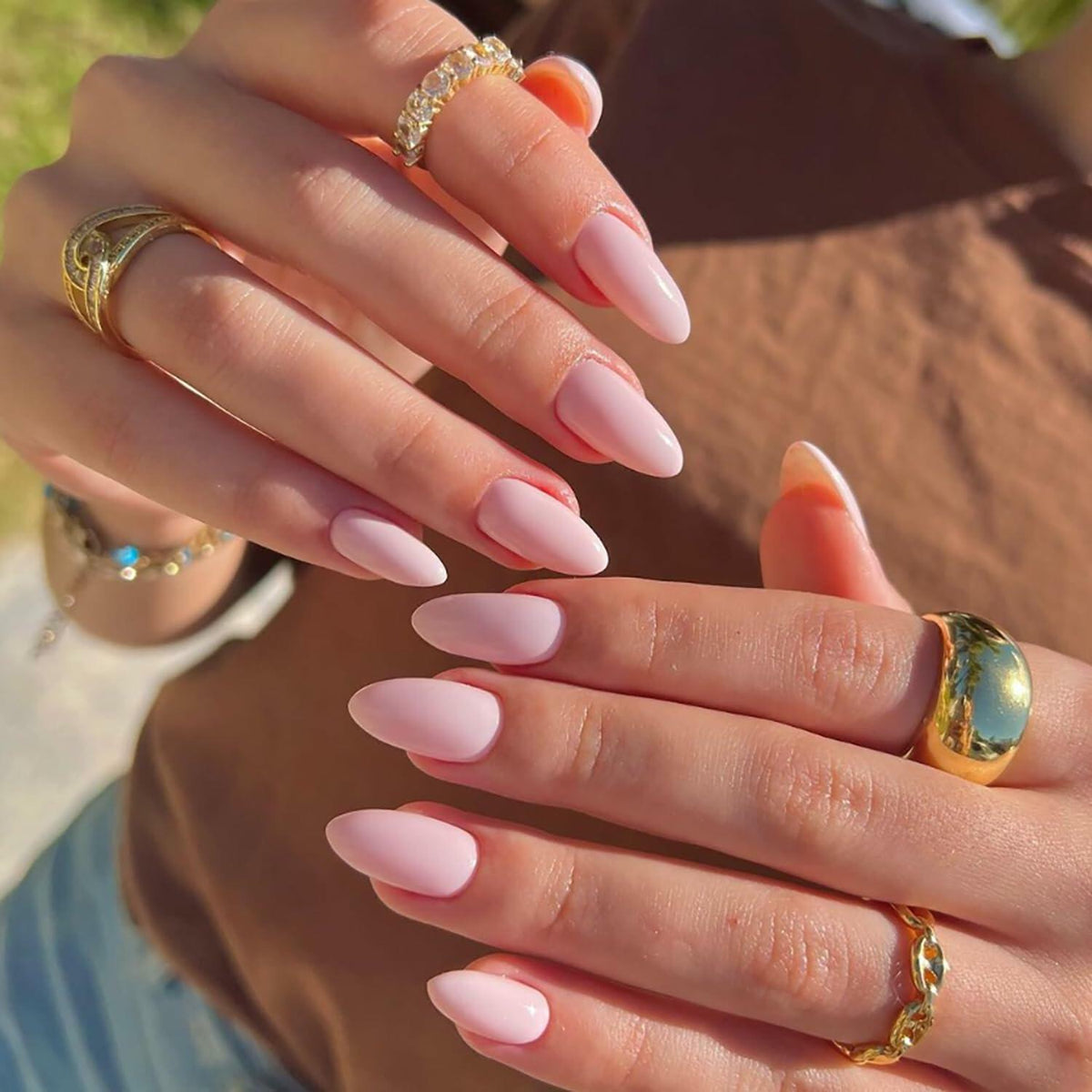 Uñas postizas RIICFDD negras, forma almendrada, largo mediano, acrílicas, cobertura completa, 24 piezas