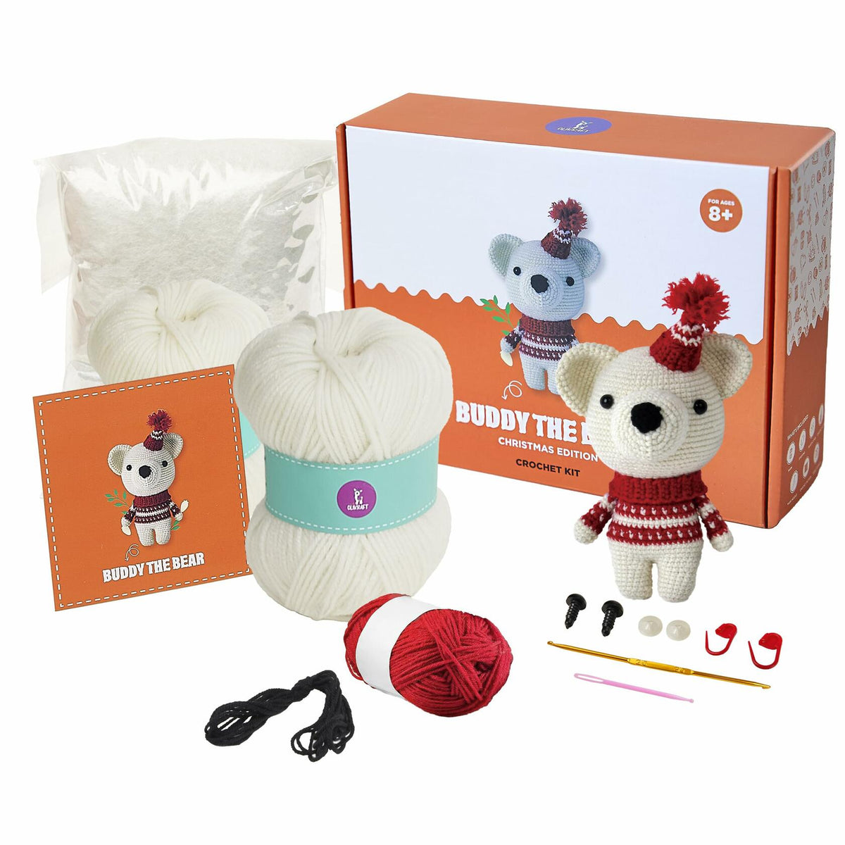 Kit de ganchillo amigurumi para adultos, nivel intermedio, manualidad DIY, oso con materiales