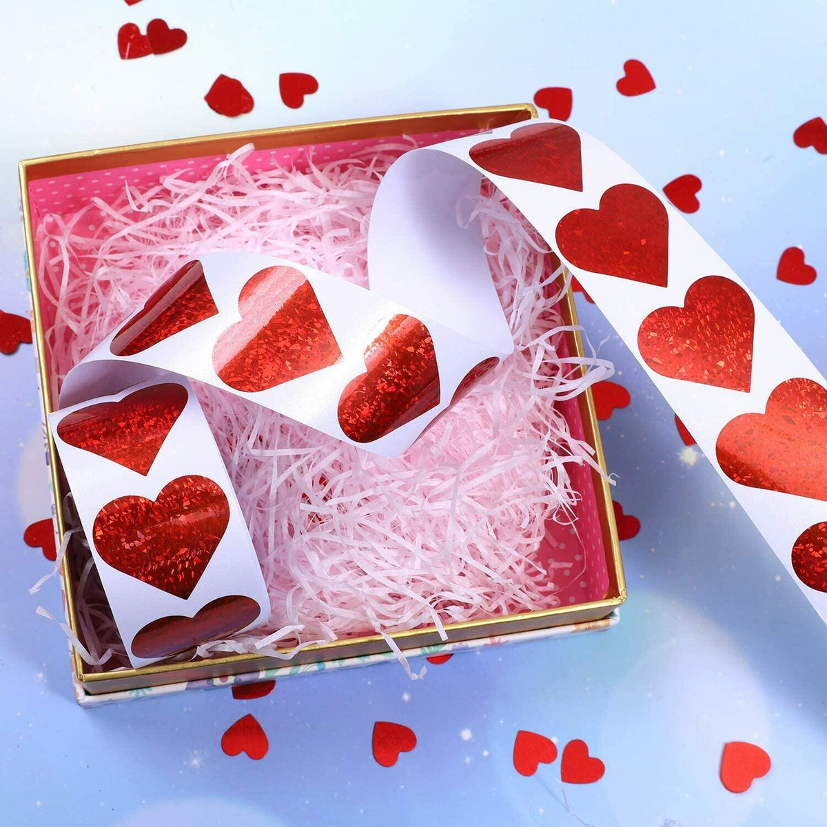 Dzrige 500 pegatinas de corazones rojos con purpurina, etiquetas adhesivas para álbumes de recortes