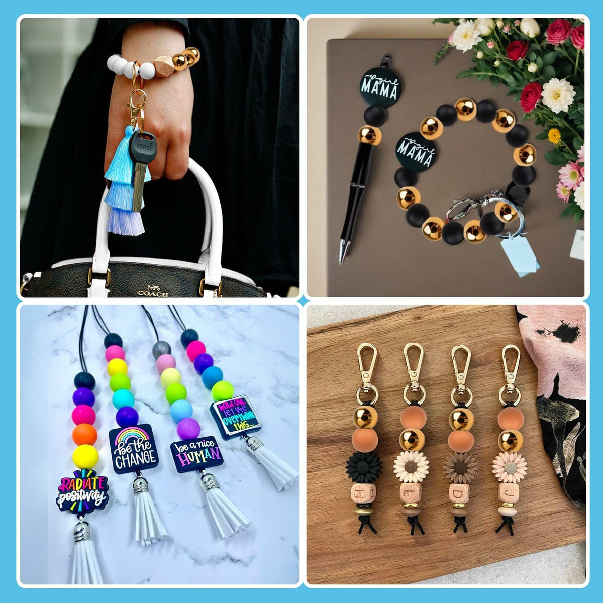 Kit de 96 cuentas de silicona de 15 mm, 2 colores, redondas, de goma para manualidades