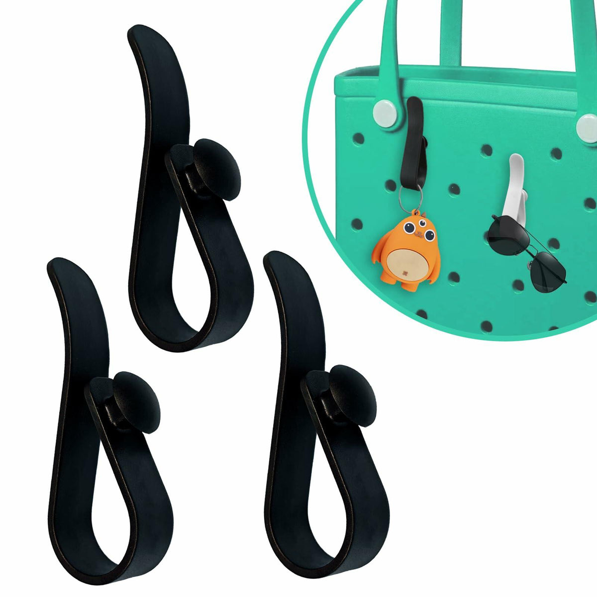 CULASIGN Juego de 3 ganchos para bolso, llaveros, dijes organizadores para bolsa de playa