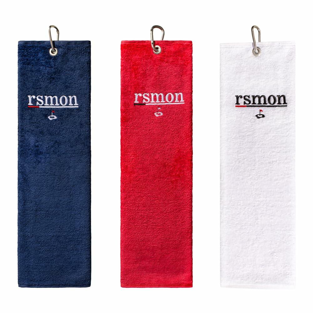 Toallas de golf de algodón rsmon 20x17 pulgadas, rojo, azul marino, blanco, paquete de 3