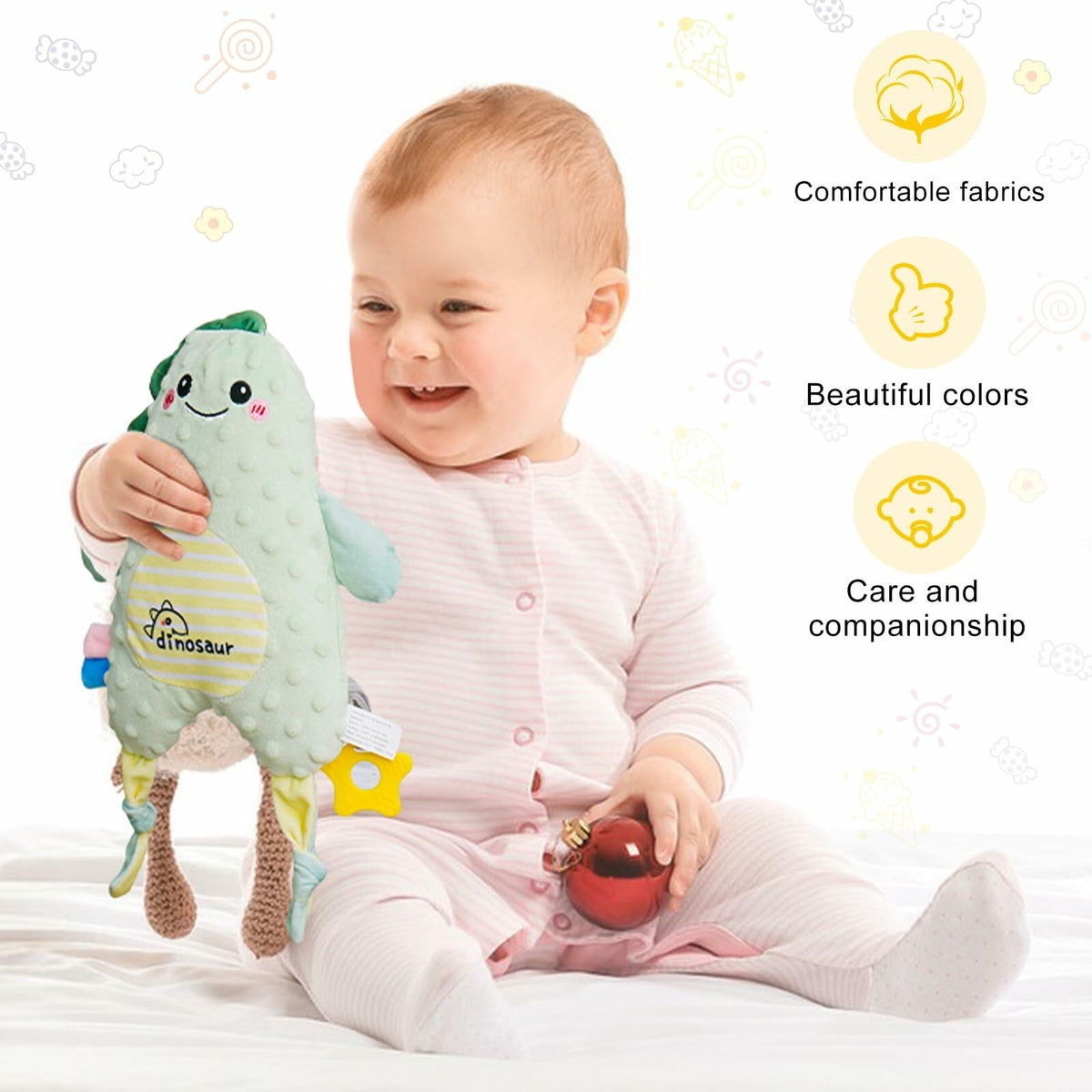Juguete de peluche relajante de león KELCIO para bebés, amarillo, 14.6 pulgadas (CAJA ABIERTA)