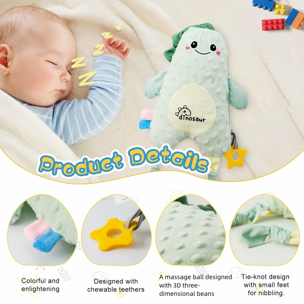 Juguete de peluche relajante de león KELCIO para bebés, amarillo, 14.6 pulgadas (CAJA ABIERTA)