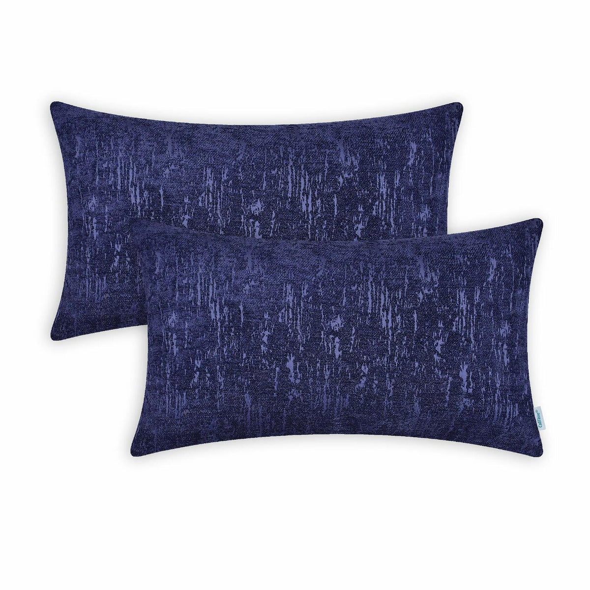 Fundas de cojín decorativas de chenilla jacquard con mármol CaliTime, 12x20, azul marino, paquete de 2