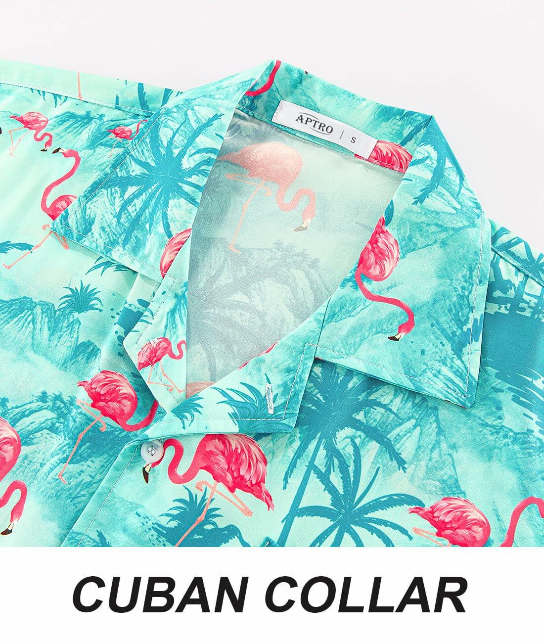 Camisa hawaiana APTRO para hombre, camisa tropical de manga corta con botones, talla 2X