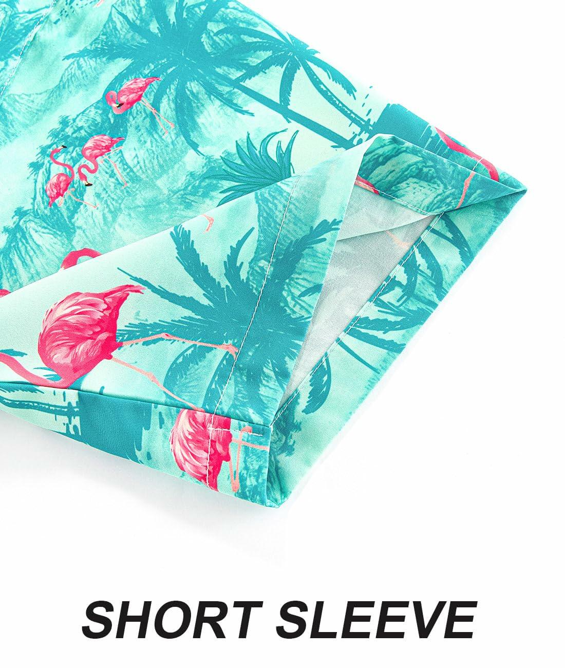 Camisa hawaiana APTRO para hombre, camisa tropical de manga corta con botones, talla 2X