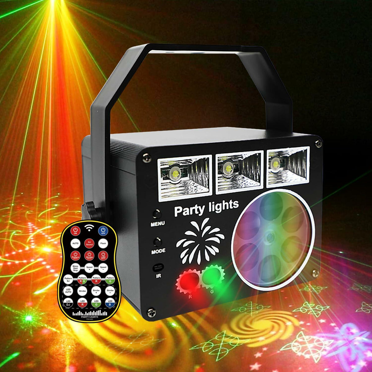Luz de fiesta activada por sonido Neatfi con control remoto, color negro, para interiores, DJ