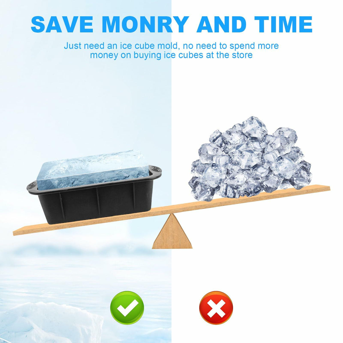 POUYRBA 2 piezas molde de bloque de hielo de silicona azul extragrande de 6 libras para baño de hielo