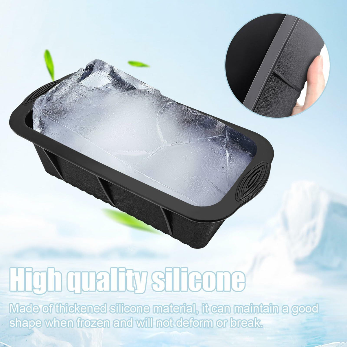 POUYRBA 2 piezas molde de bloque de hielo de silicona azul extragrande de 6 libras para baño de hielo