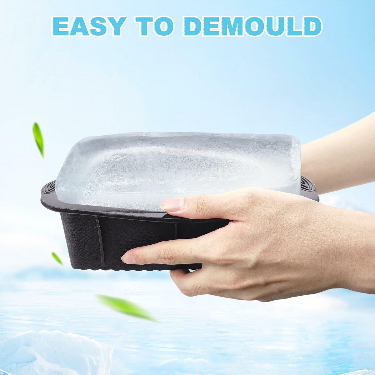 POUYRBA 2 piezas molde de bloque de hielo de silicona azul extragrande de 6 libras para baño de hielo