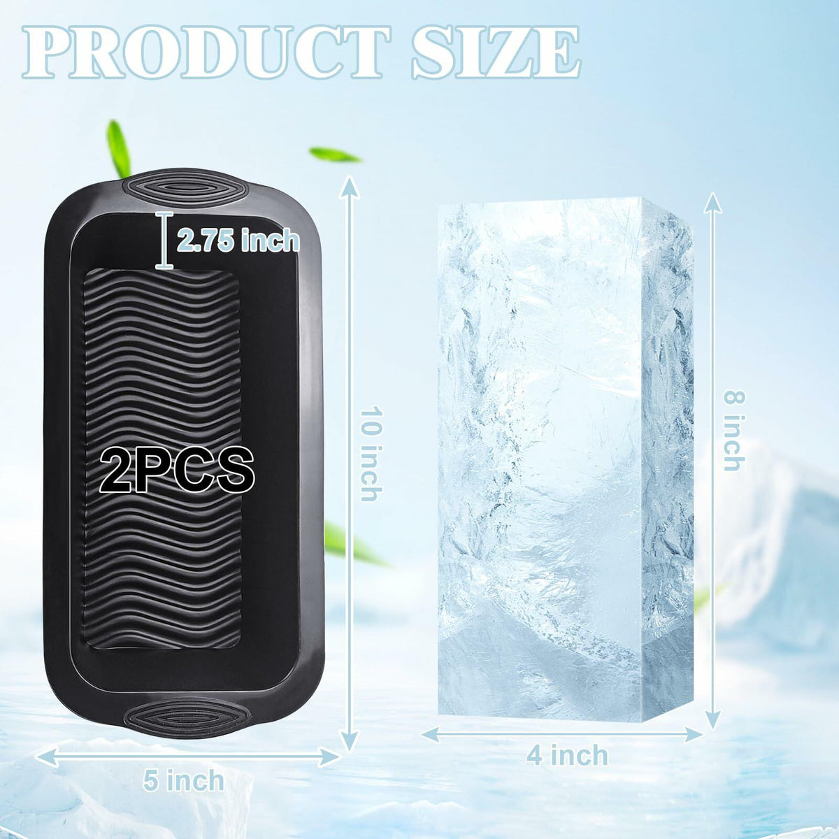 POUYRBA 2 piezas molde de bloque de hielo de silicona azul extragrande de 6 libras para baño de hielo
