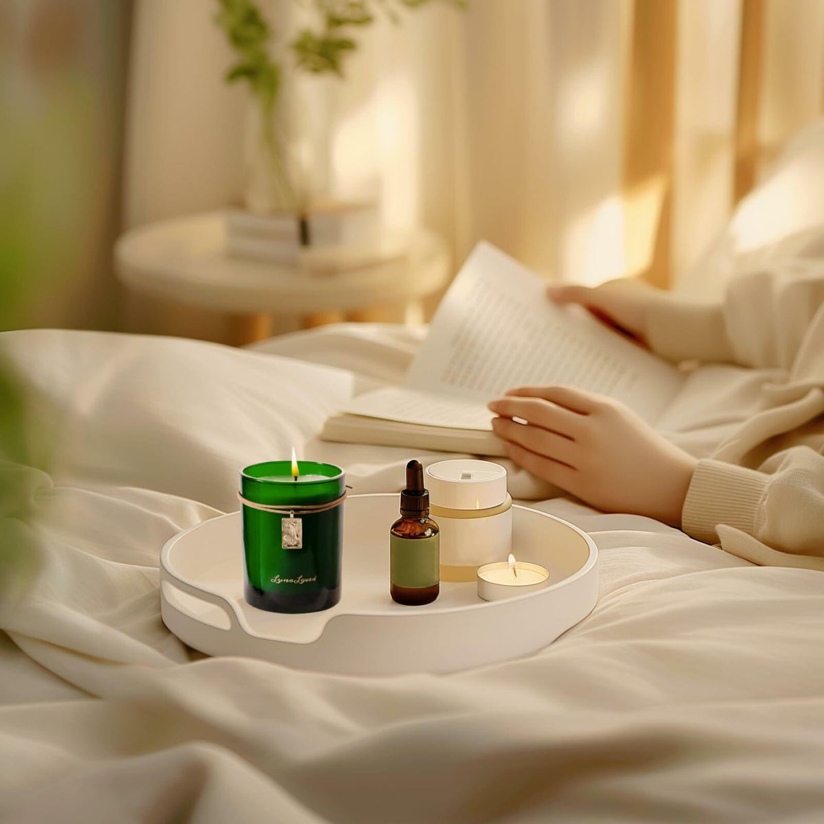 Vela LunaLoved para el Tarot El Ermitaño, velas aromáticas de enebro y lavanda, VERDE