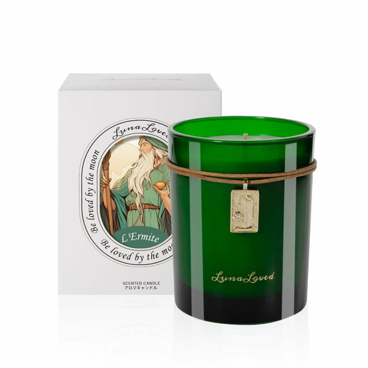 LunaLoved Candle for Tarot The Hermit, Juniper Lavender Scented Candles, GREEN