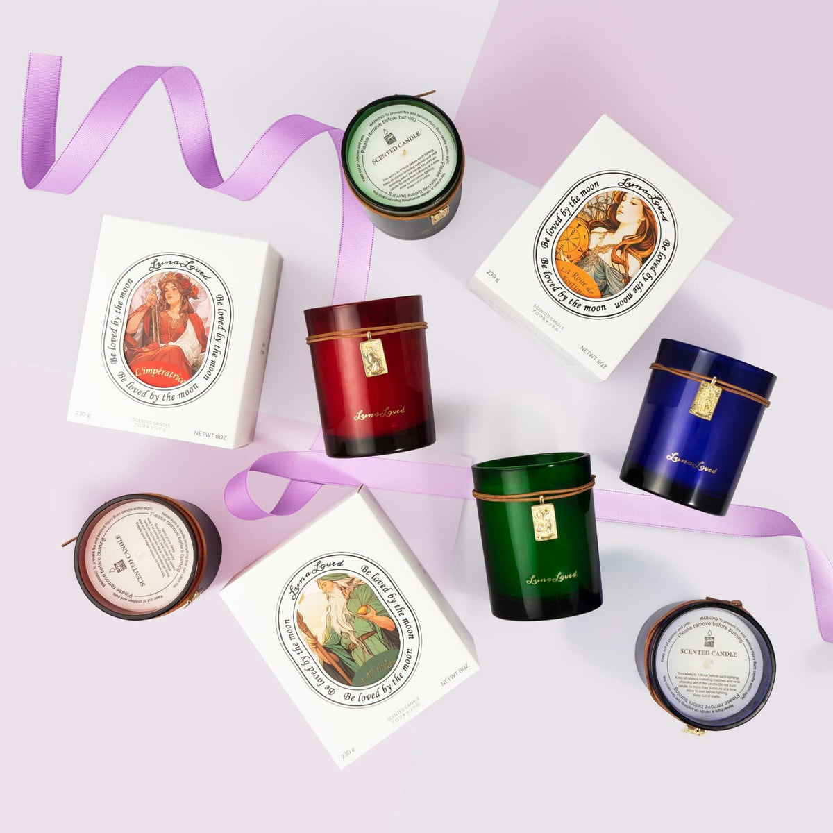 Vela LunaLoved para el Tarot El Ermitaño, velas aromáticas de enebro y lavanda, VERDE