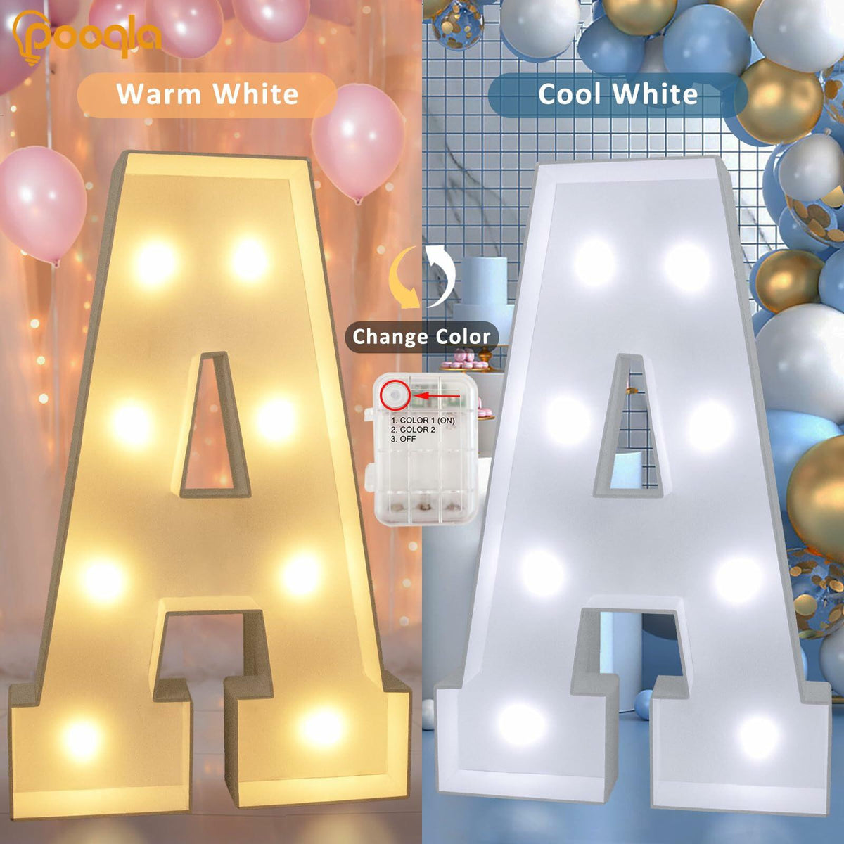 Pooqla 3FT LED Marquee Letter G Light Up Cool & Warm White 3 Feet