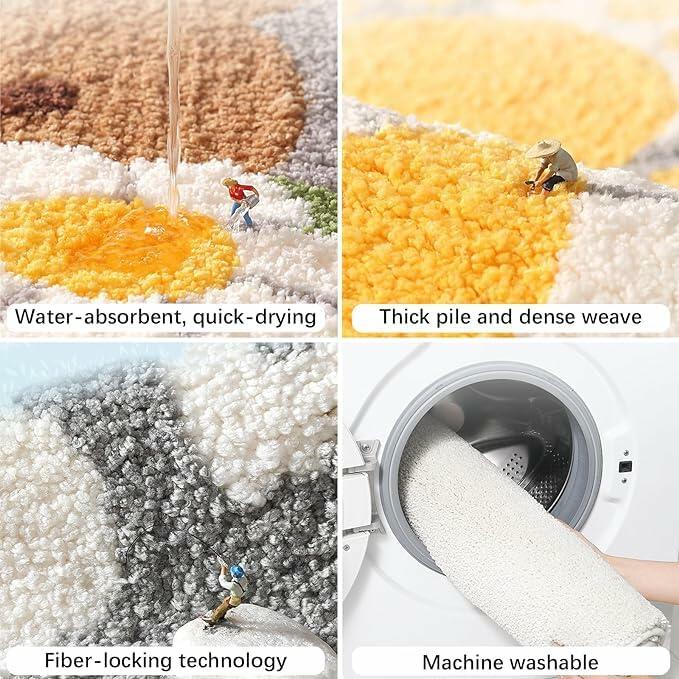 Alfombra de baño de felpa antideslizante Blkjsgly 18x30, suave y absorbente, verde y blanca
