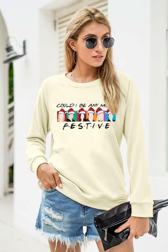 Sudadera navideña de manga larga FASHGL Christmas Friends para mujer, verde, XL