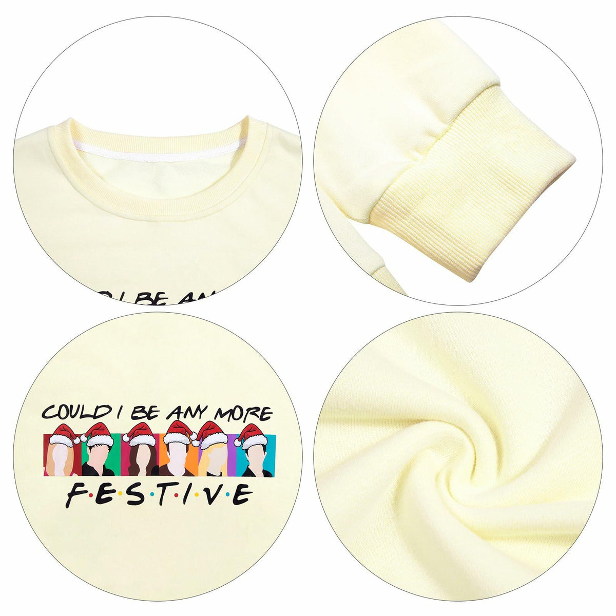 Sudadera navideña de manga larga FASHGL Christmas Friends para mujer, verde, XL