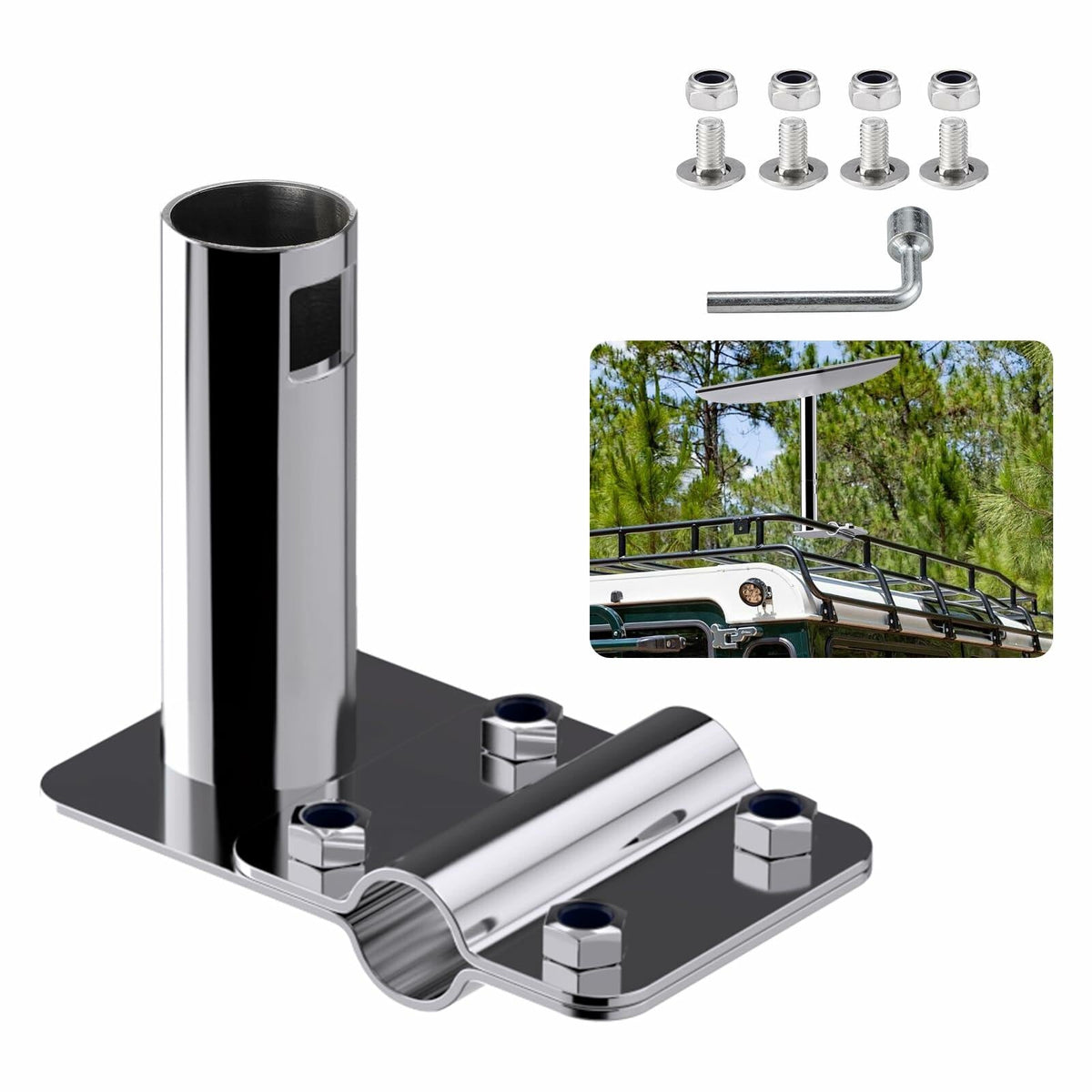 Kit de montaje de poste ajustable para escalera de autocaravana de acero inoxidable para Starlink V2