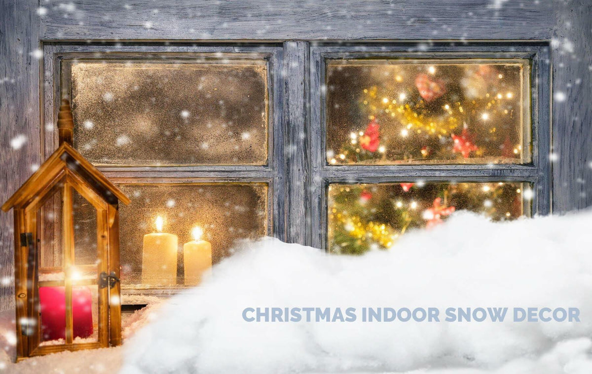 Decoración navideña de nieve artificial para interiores, 0.9 libras, nieve blanca esponjosa tipo algodón