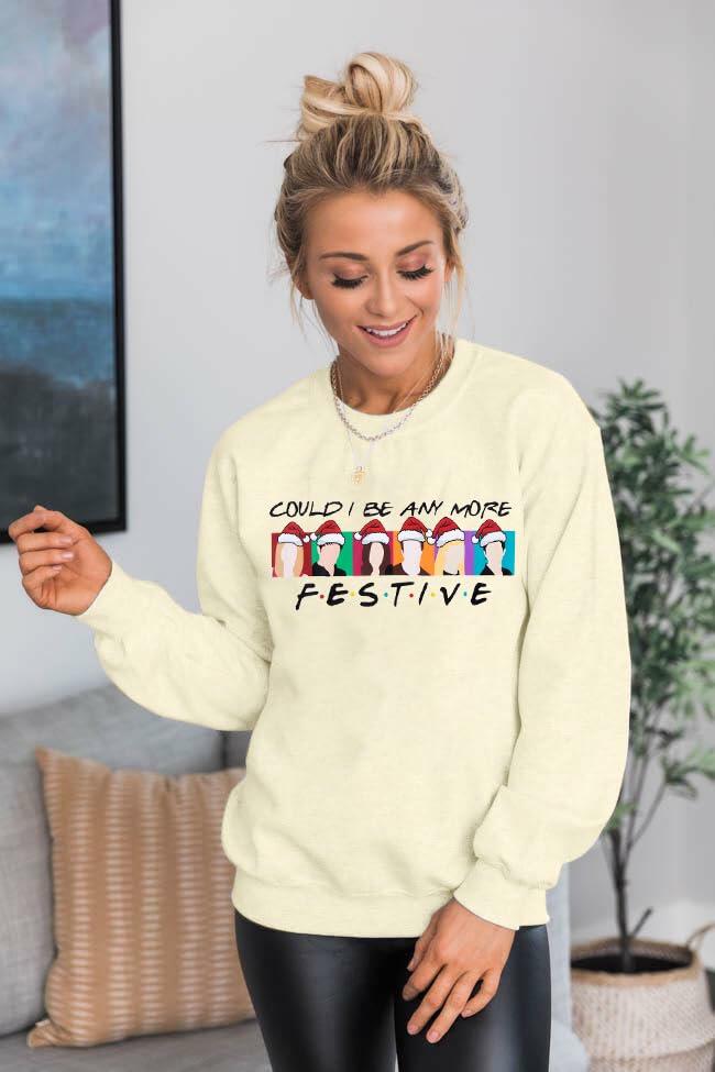 Sudadera navideña de manga larga FASHGL Christmas Friends para mujer, verde, XL
