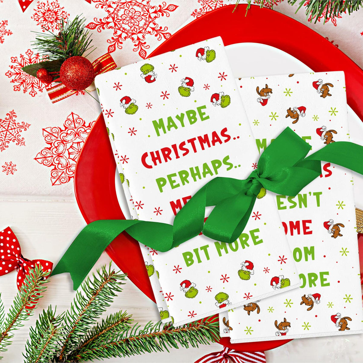 Paquete de 2 toallas navideñas divertidas, absorbentes para cocina o baño, regalos de intercambio (White Elephant)
