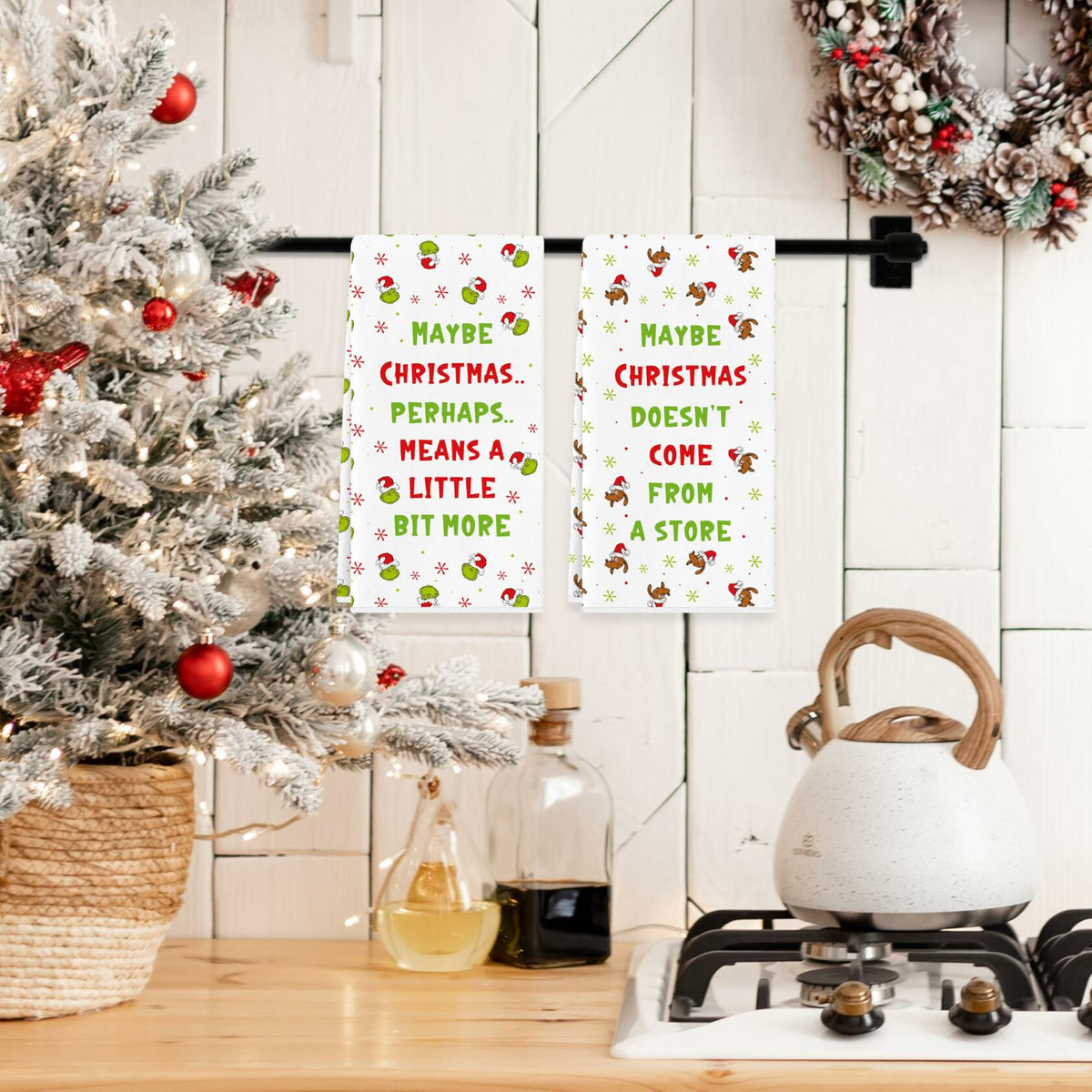 Paquete de 2 toallas navideñas divertidas, absorbentes para cocina o baño, regalos de intercambio (White Elephant)