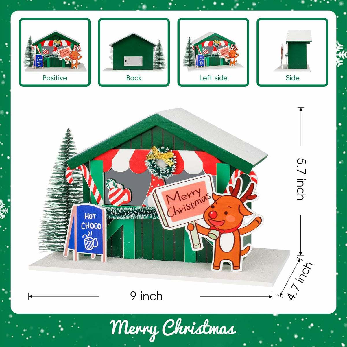 Set de decoración de casa de pueblo navideño con luz LED Zqoyn con ciervo, decoración de mesa para interiores