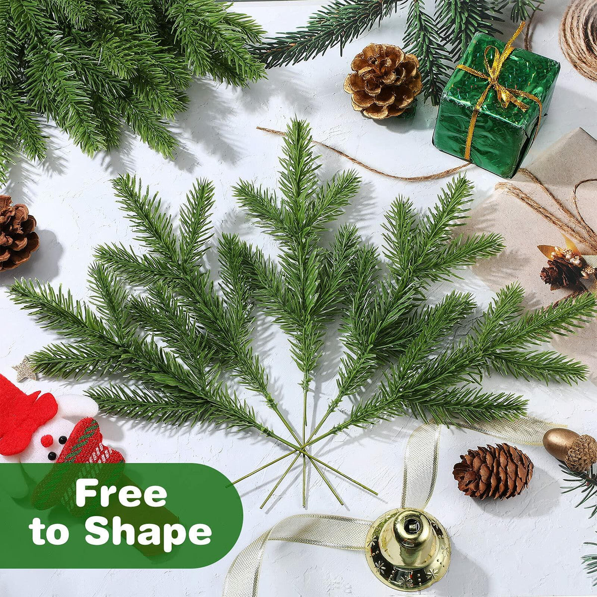 100 piezas de agujas de pino artificiales, 25 cm, verdes, accesorios de Navidad para manualidades