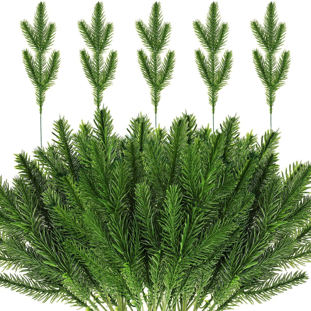 100 piezas de agujas de pino artificiales, 25 cm, verdes, accesorios de Navidad para manualidades