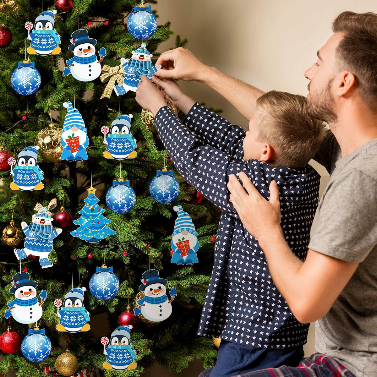Kit de manualidades de invierno Zhanmai, adornos de bricolaje, pegatinas de Navidad, 36 juegos