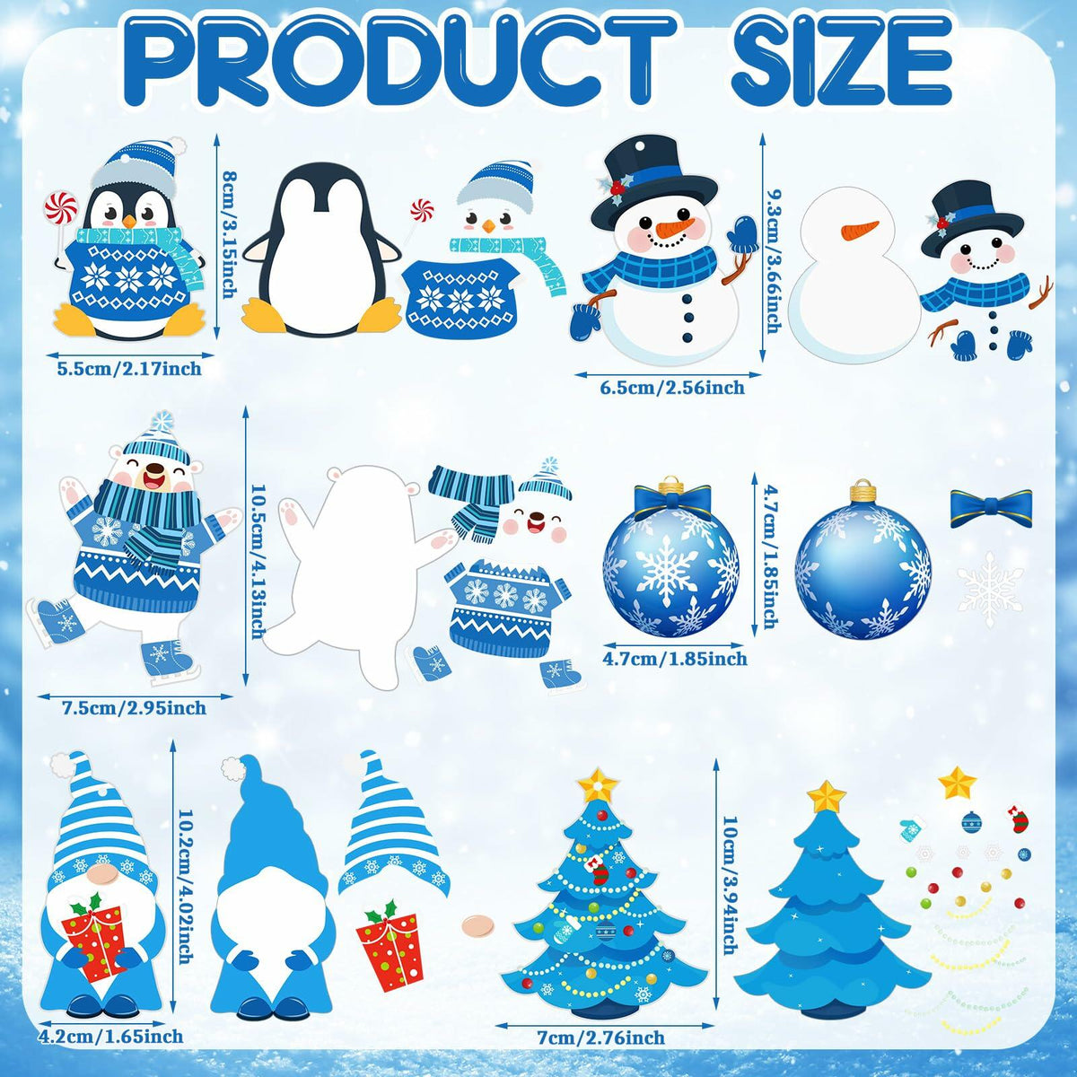 Kit de manualidades de invierno Zhanmai, adornos de bricolaje, pegatinas de Navidad, 36 juegos