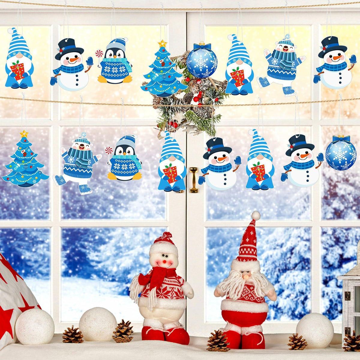 Kit de manualidades de invierno Zhanmai, adornos de bricolaje, pegatinas de Navidad, 36 juegos