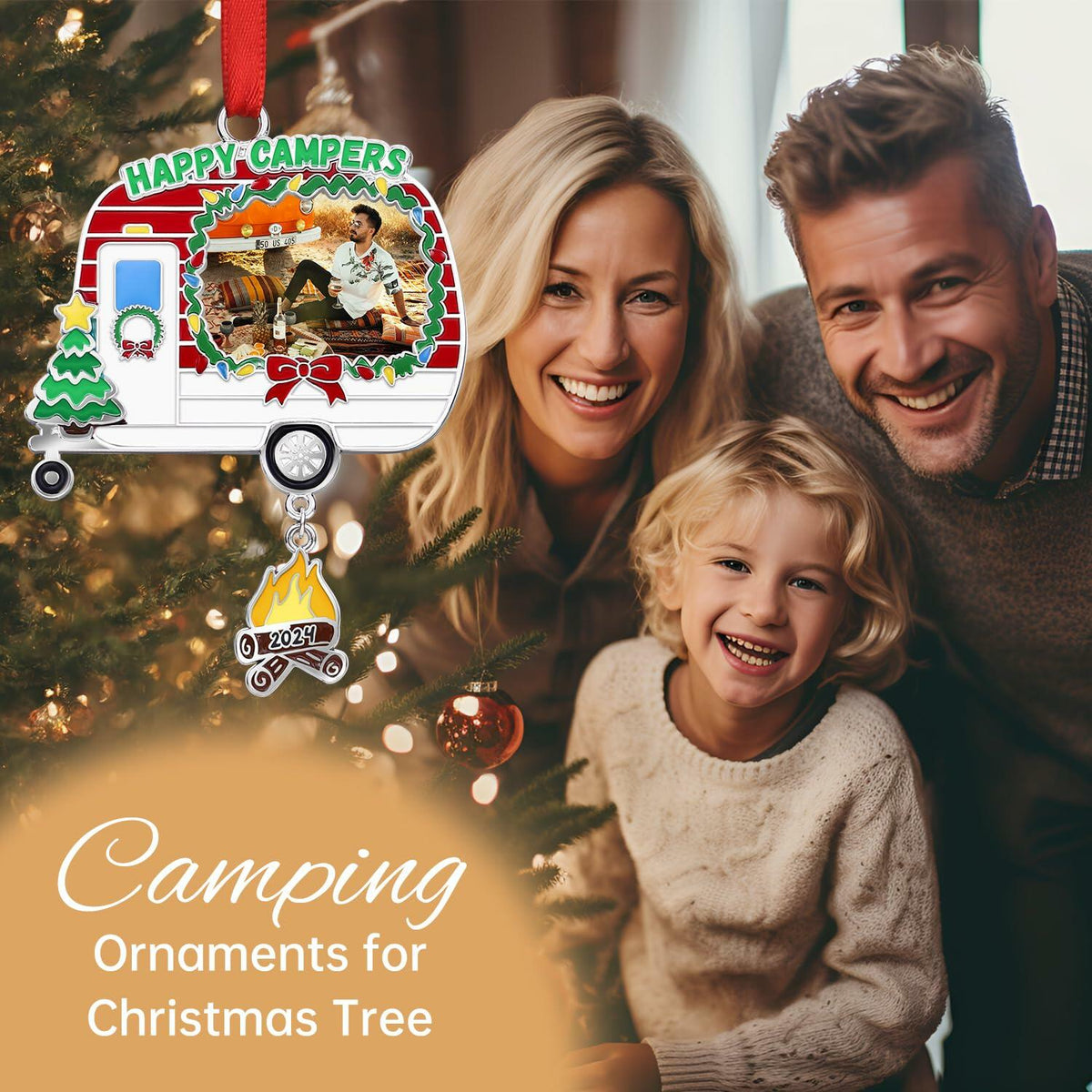 Adorno de camping marco de fotos de caravana decoración para árbol de Navidad 2024