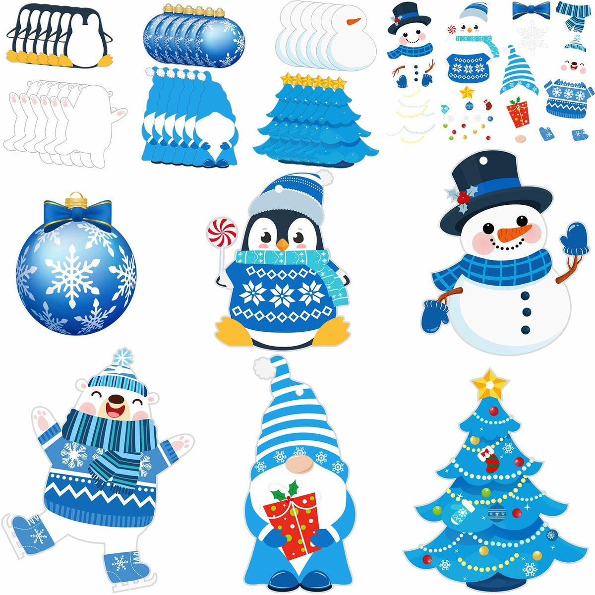 Kit de manualidades de invierno Zhanmai, adornos de bricolaje, pegatinas de Navidad, 36 juegos