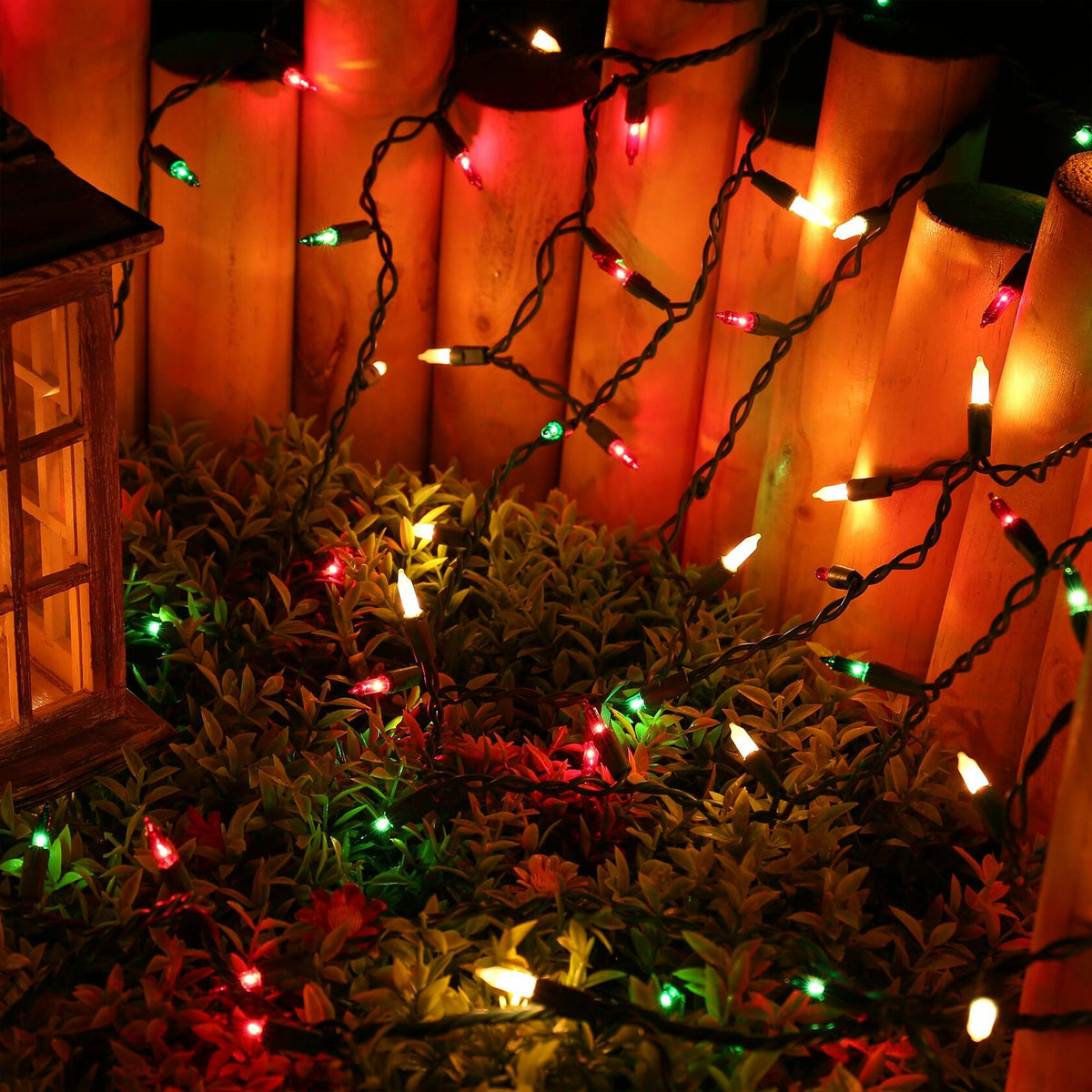 Luces de cortina navideñas de carámbanos RECESKY de 7.7 pies y 100 luces multicolor para interiores y exteriores
