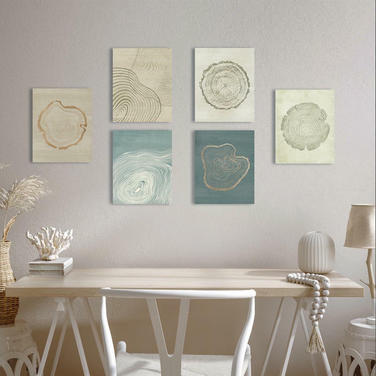Arte de pared en lienzo de anillos de árbol Anyzal, 6 paneles, gris, 8x10 pulgadas