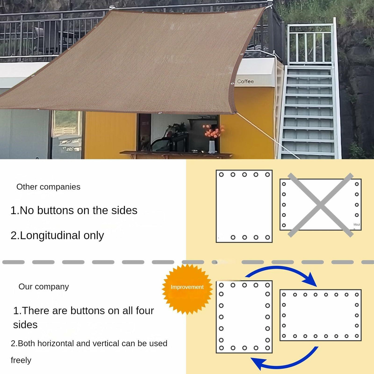 Toldo rectangular para sombra Demoul, 185 GSM, protección UV, color trigo, 9.84'x9.84'
