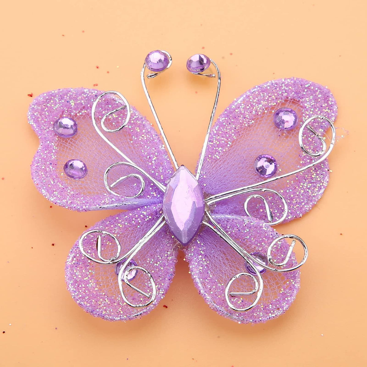 Yosoo Health Gear Wire Mesh Glitter Butterflies 24Pcs Sheer Wedding Decor