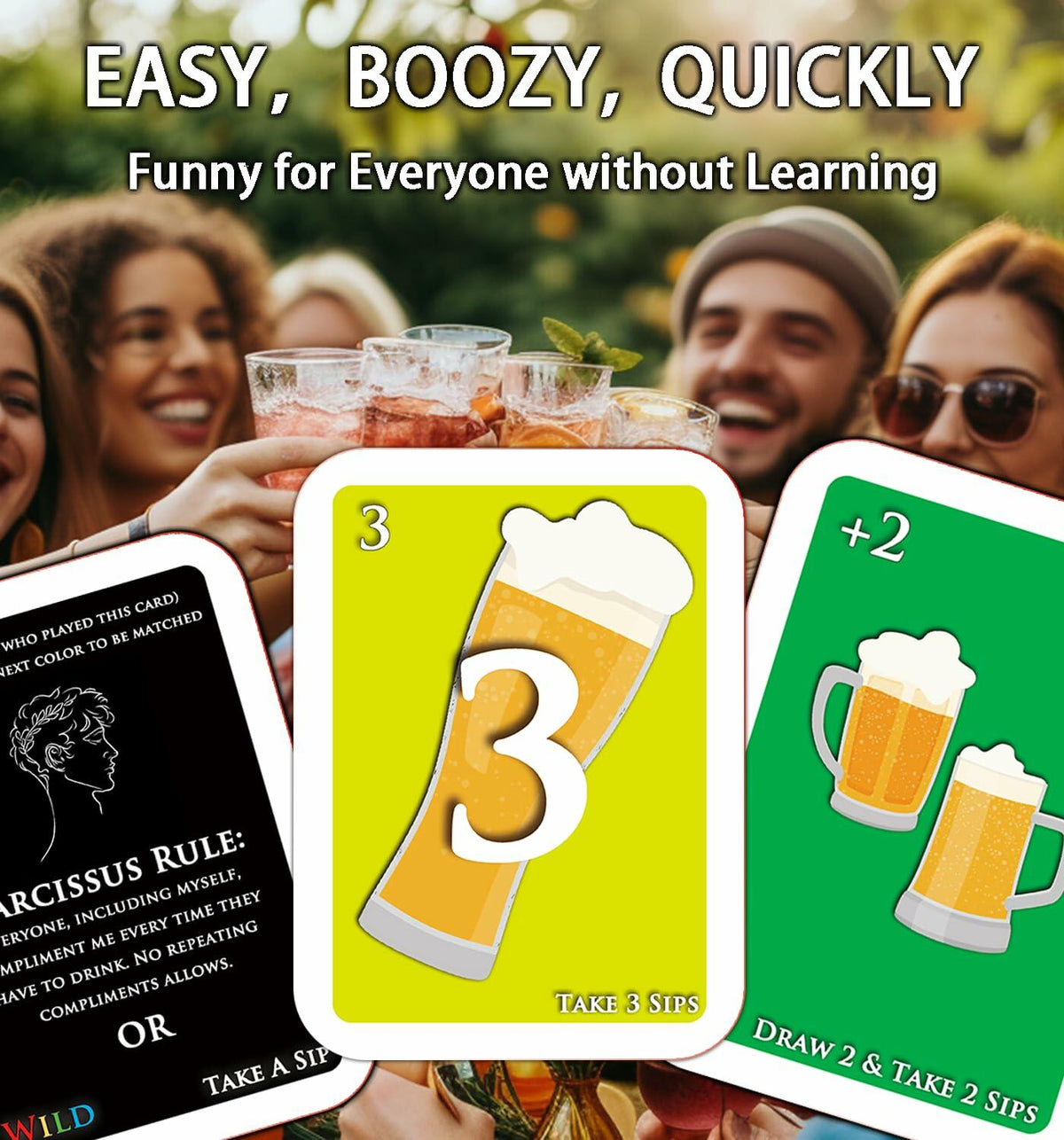 QUEKA KANBAI U SIP! Cartas para juego de beber, juego de fiesta divertido para adultos
