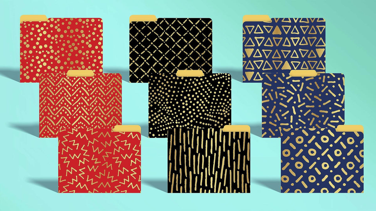 Carpetas de archivos decorativas Better Office, tamaño carta, paquete de 18, rojo, negro, azul