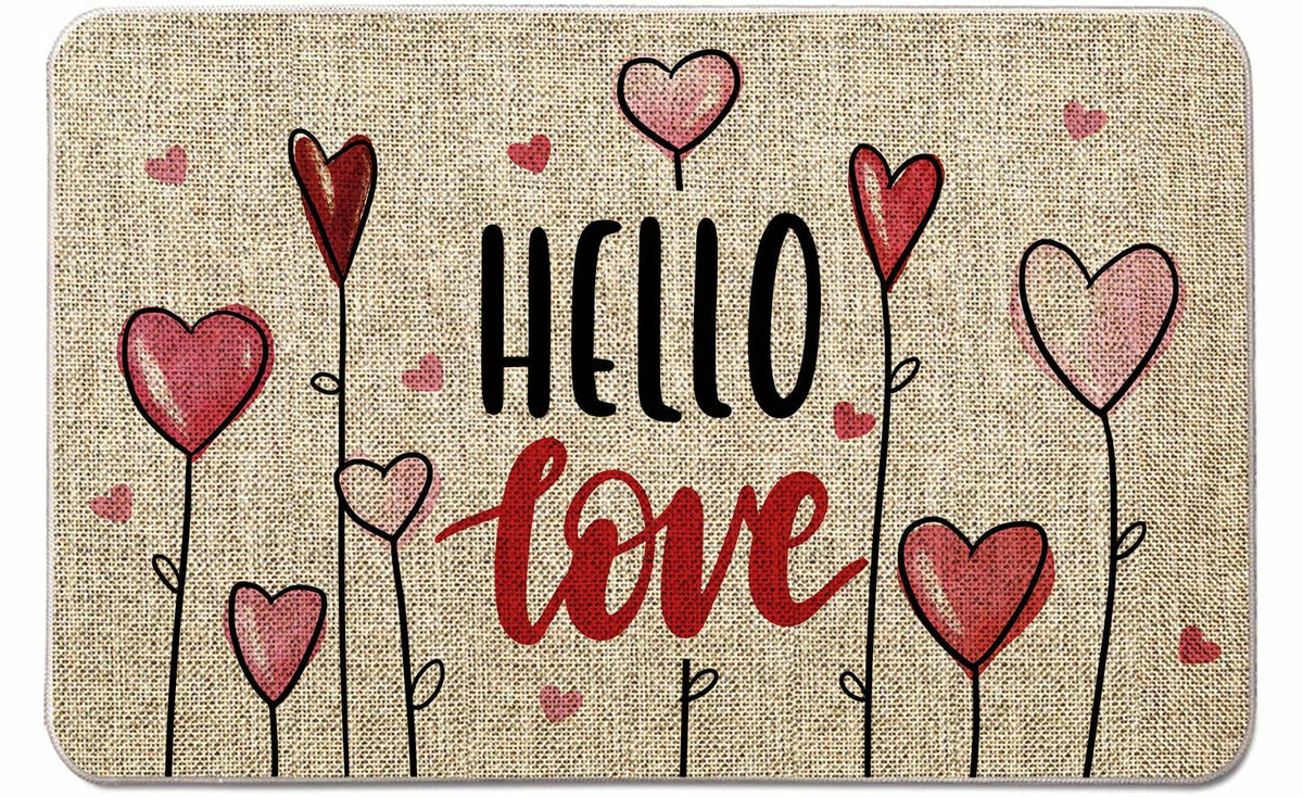 Felpudo de San Valentín GAGEC Hello Love Hearts decorativo 17x27 pulgadas