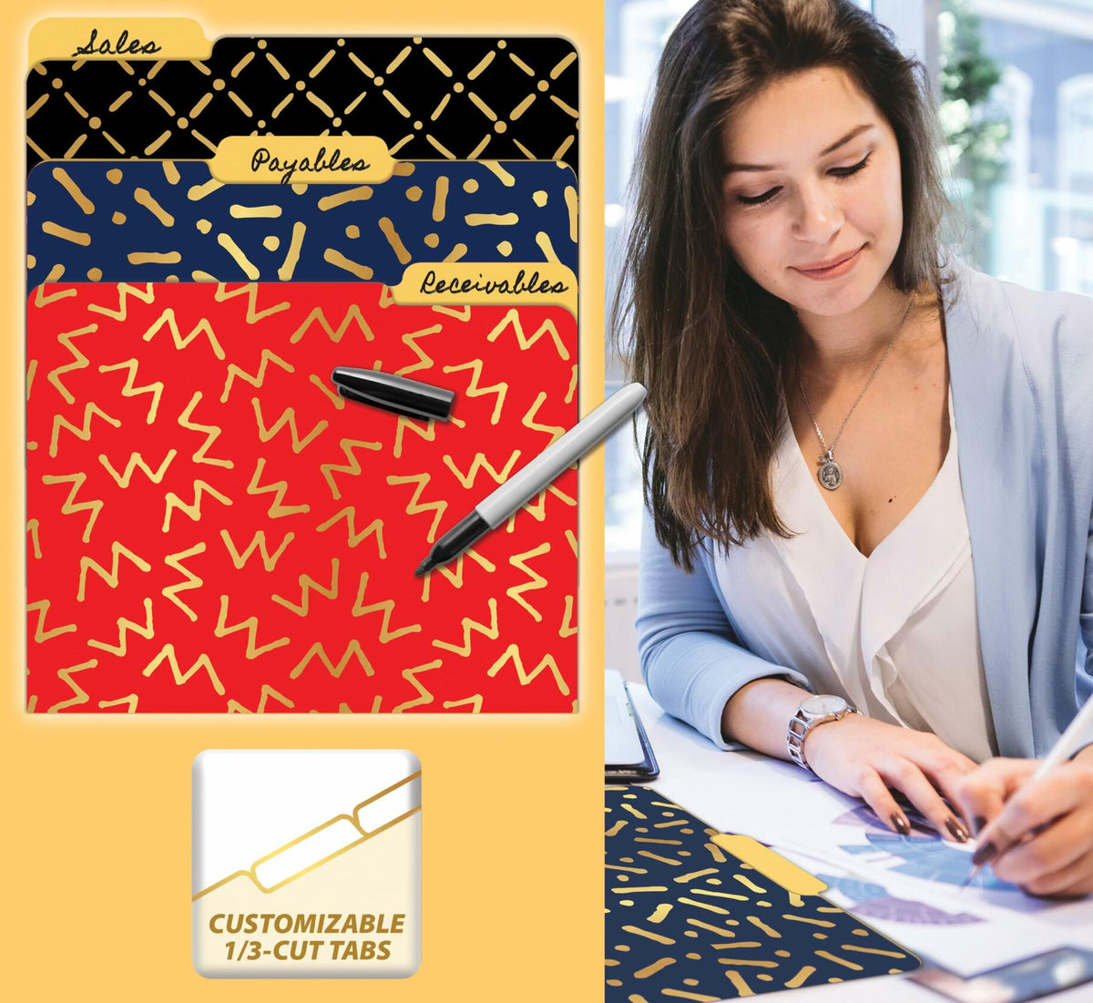 Carpetas de archivos decorativas Better Office, tamaño carta, paquete de 18, rojo, negro, azul