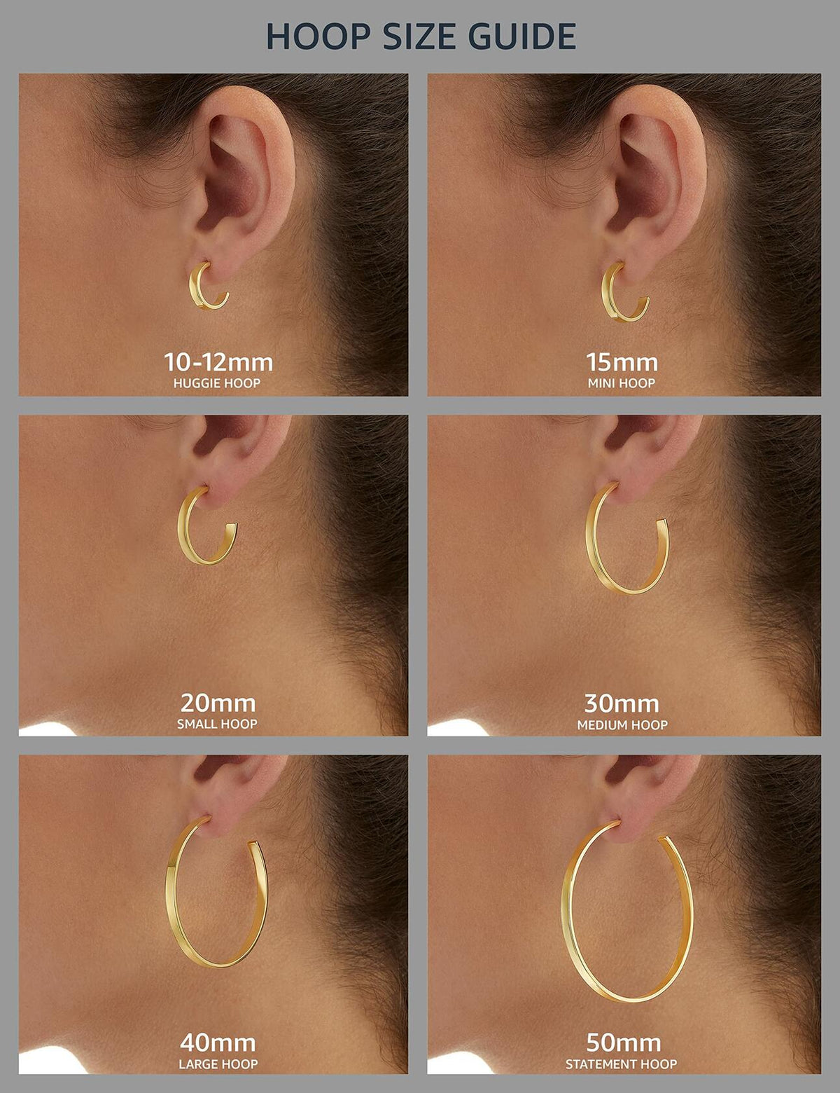 Argollas de tubo redondeado de acero inoxidable Amazon Essentials, 40 mm, plateado