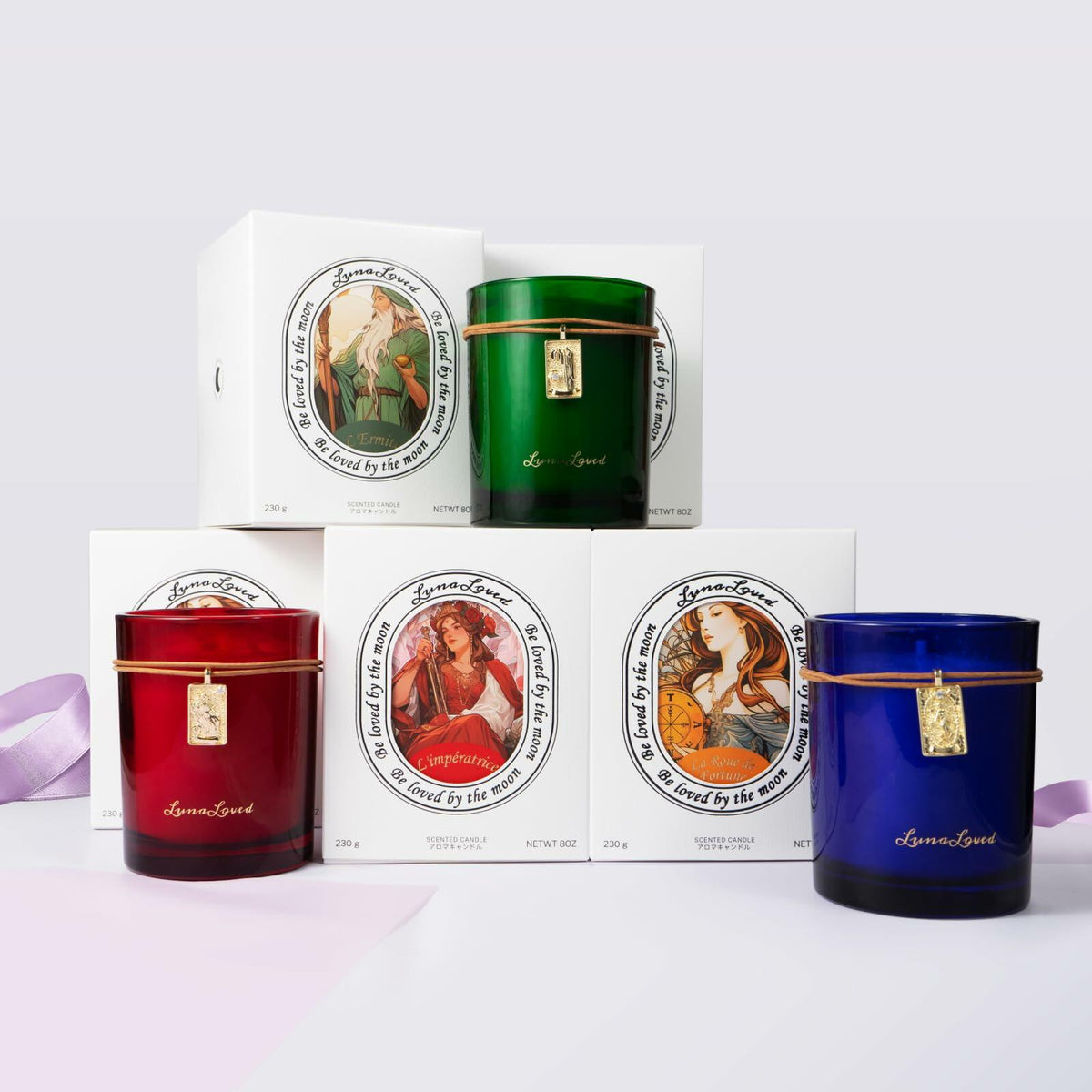 LunaLoved Tarot Wheel of Fortune Soy Candle Wood Citrus Bergamot Cedarwood